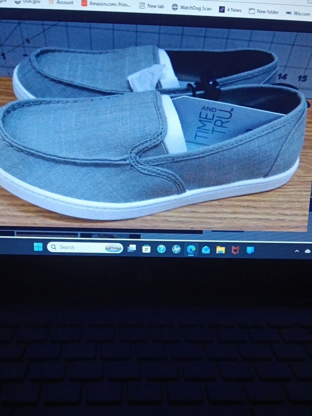 Time and Tru Gray Canvas Slip-On Loafers Size 9